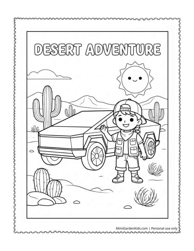 cybertruck coloring page for kids