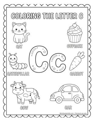 free printable letter c coloring pages