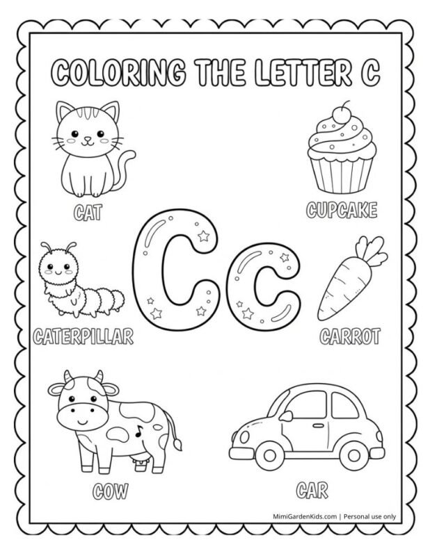 free printable letter c coloring pages