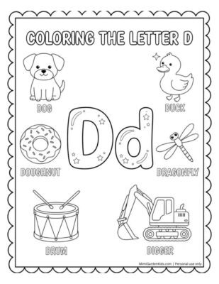 free printable letter d coloring pages for preschoolers