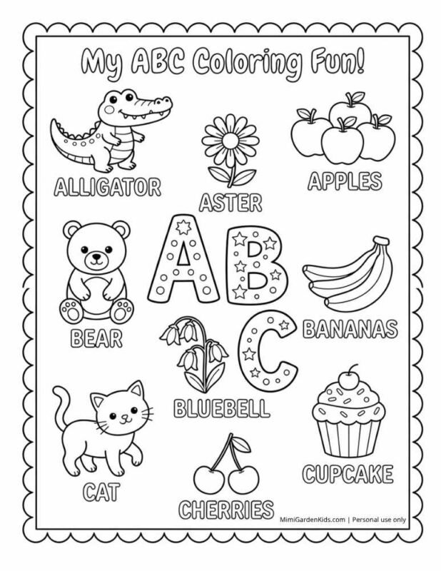 kindergarten abc coloring worksheets