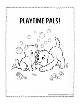 kitten and puppy coloring pages