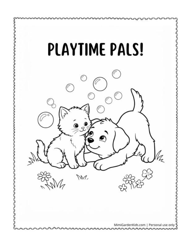 kitten and puppy coloring pages