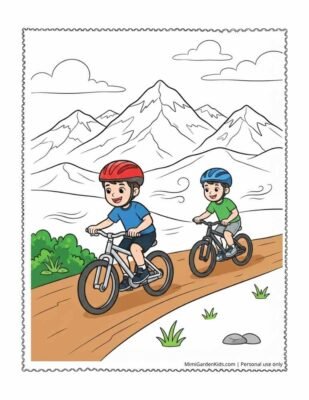 mountain biking coloring pages