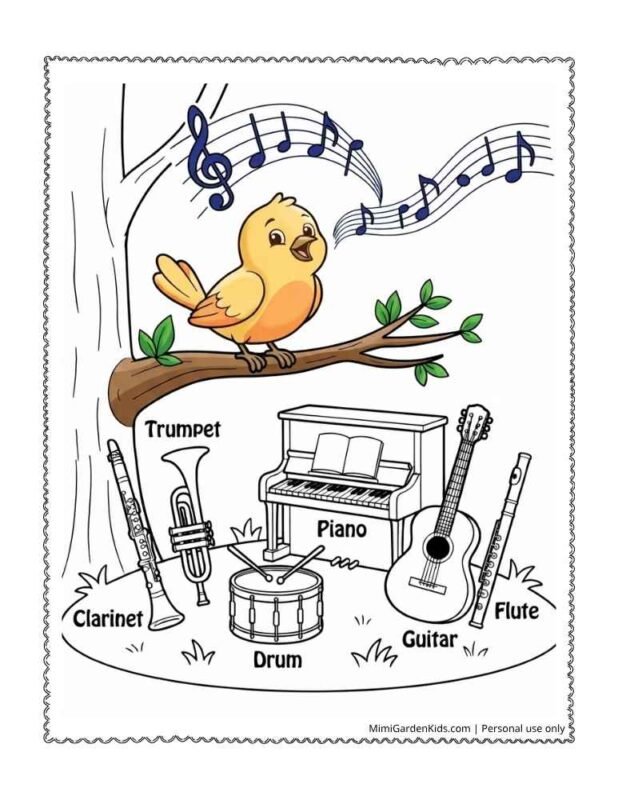 music instruments coloring pages