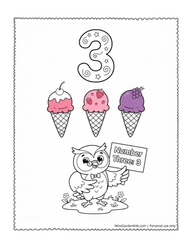 number 3 coloring page