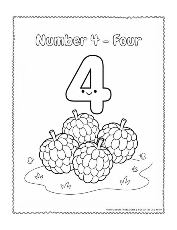 number 4 coloring page