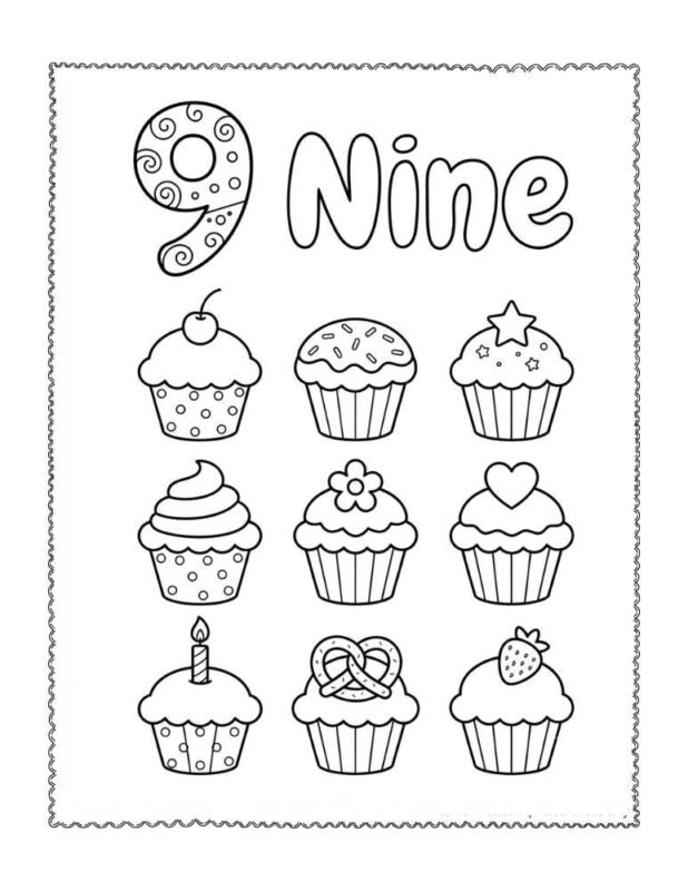 number 9 coloring page