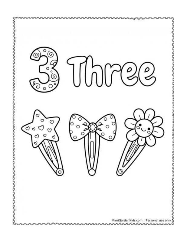 number three coloring page
