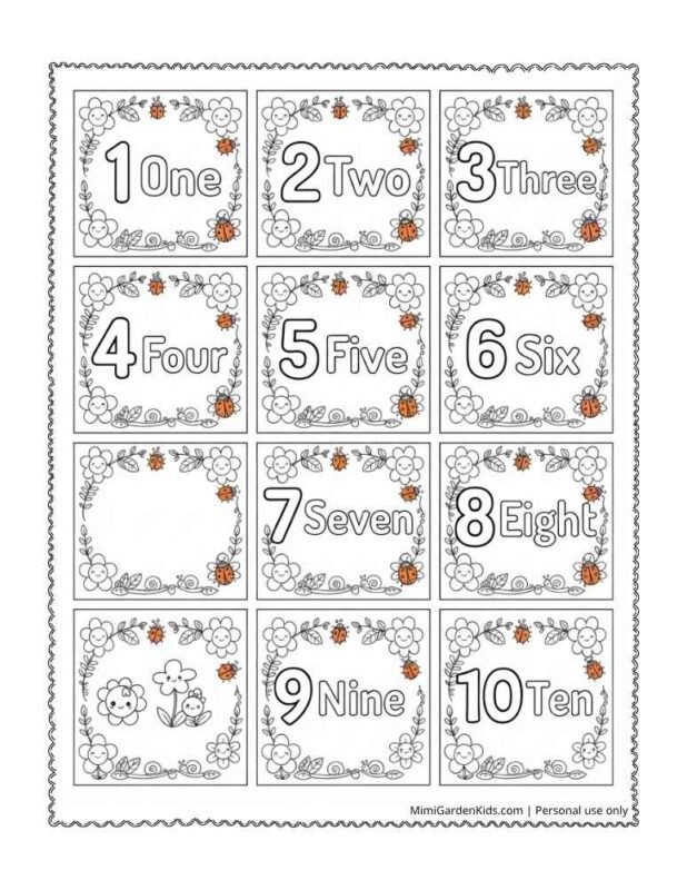 numbers 1 10 coloring pages