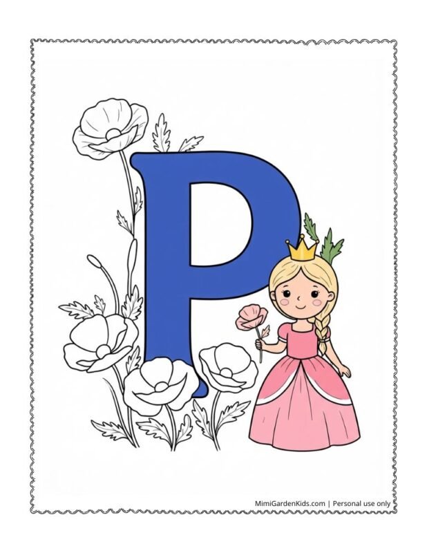 printable alphabet coloring pages free - Letter P