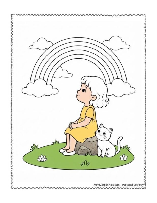rainbow and clouds coloring page