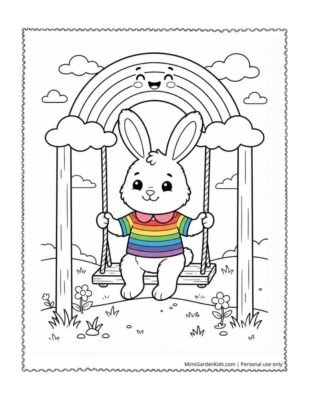 rainbow bunny coloring pages