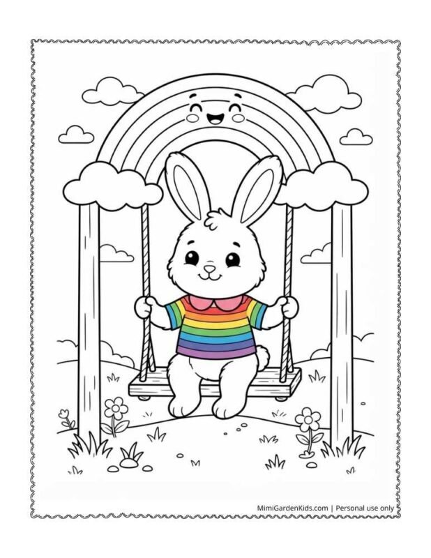 rainbow bunny coloring pages