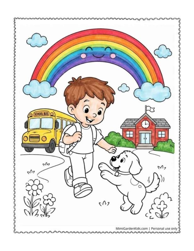 rainbow coloring book page free
