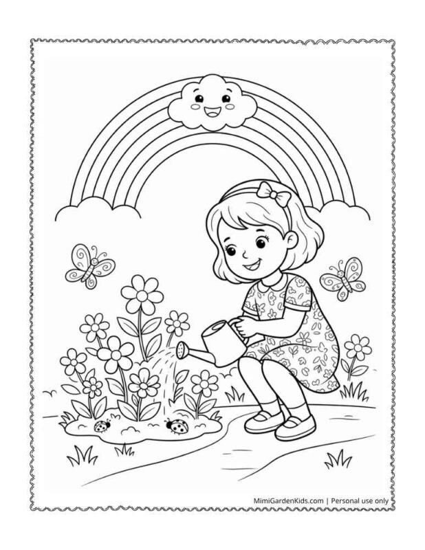 rainbow flower coloring pages