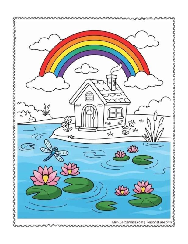 rainbow house coloring pages