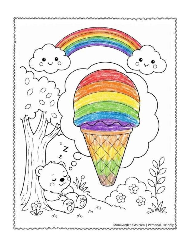 rainbow ice cream coloring pages