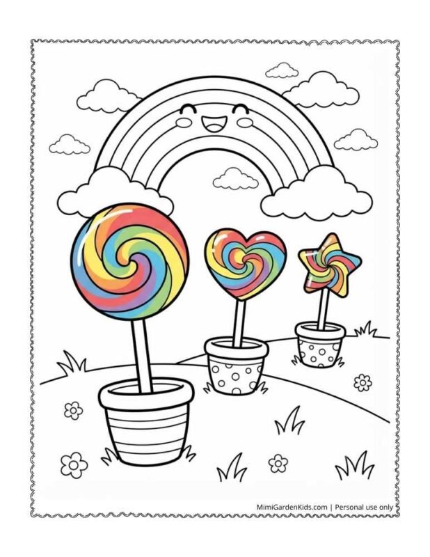 rainbow lollipop coloring pages