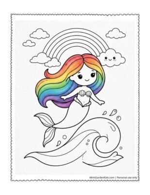 rainbow mermaid coloring pages