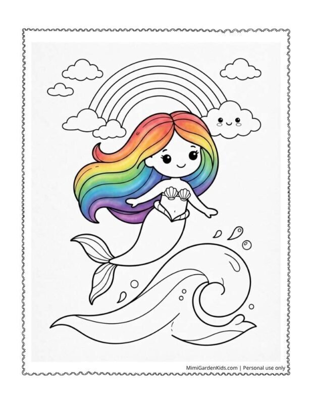 rainbow mermaid coloring pages