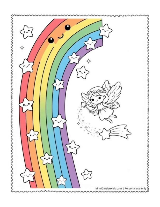 rainbow star coloring page