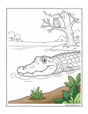 realistic alligator coloring pages