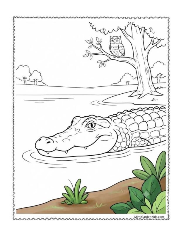 realistic alligator coloring pages