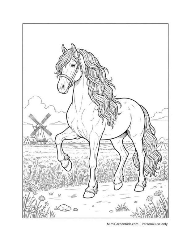 realistic coloring pages of horses