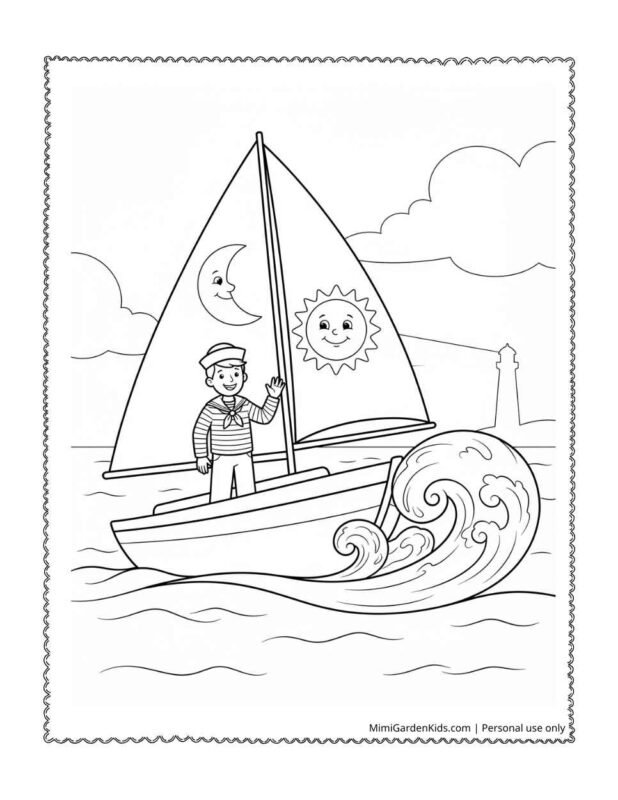 sailboat coloring page for kids