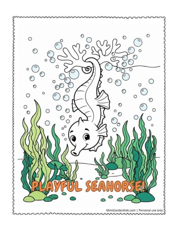 seahorse color page