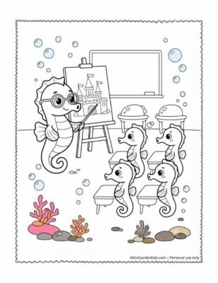 seahorse coloring page