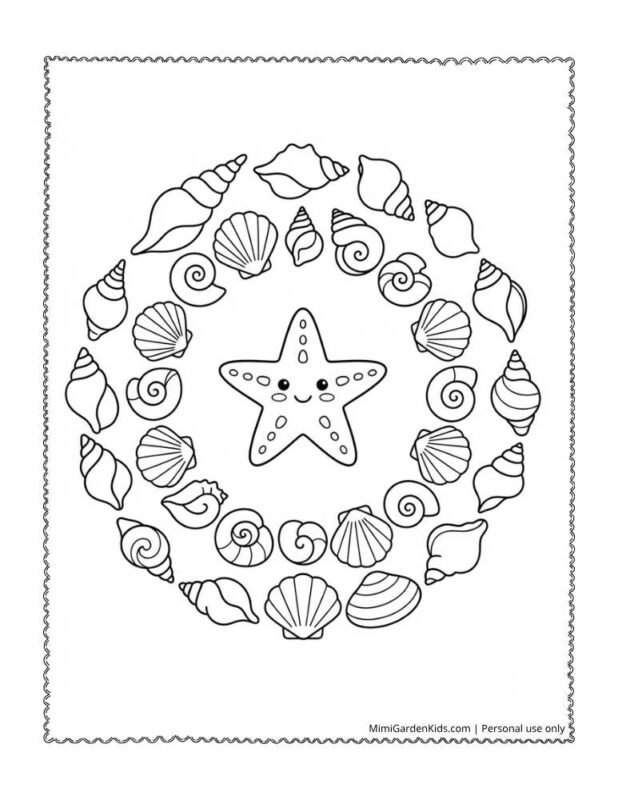 seashell color pages