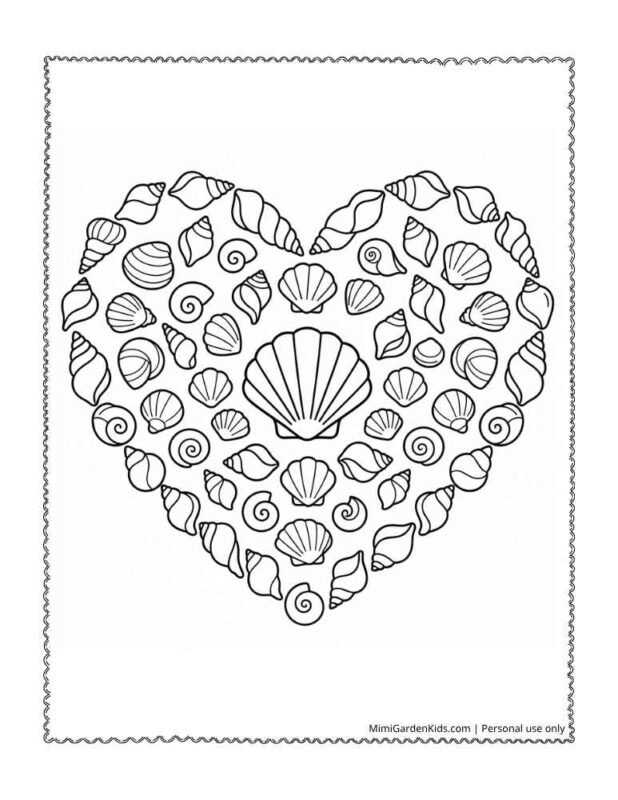 seashell coloring page free