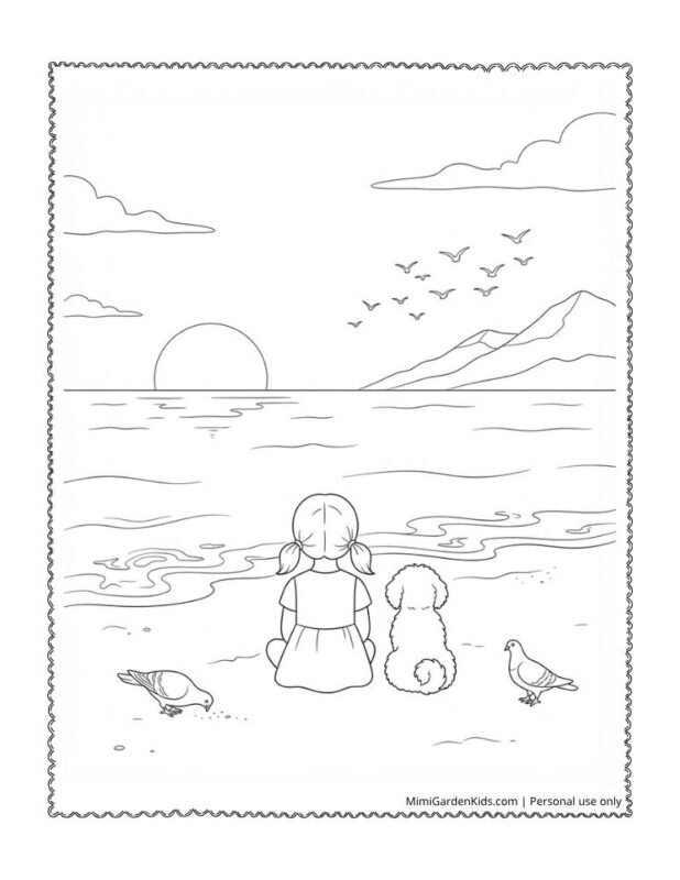 sunset beach coloring pages