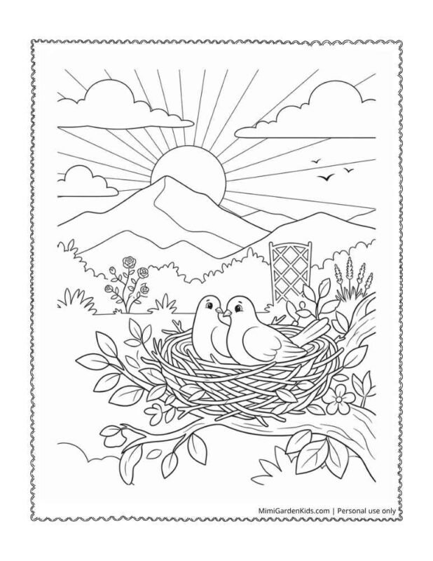 sunset coloring page