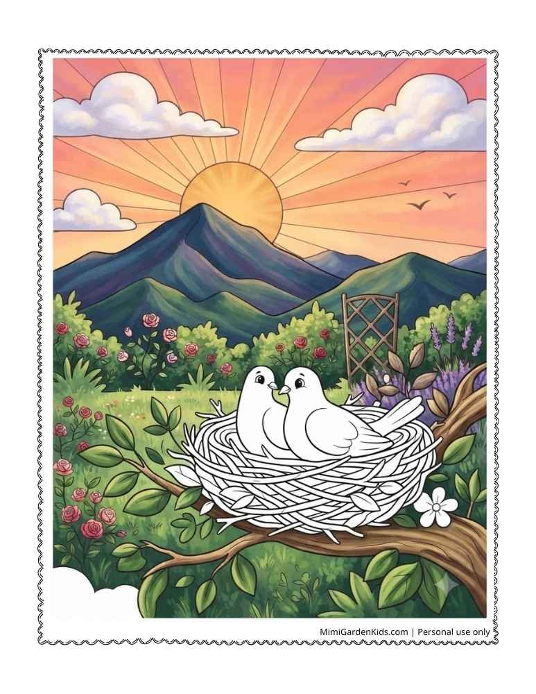 sunset coloring page free