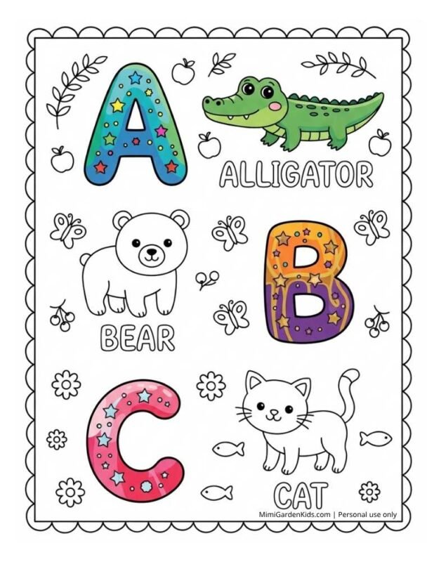 toddler alphabet coloring pages