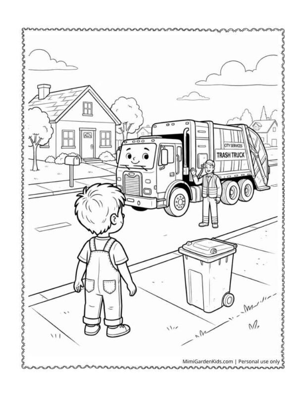 trash truck coloring page
