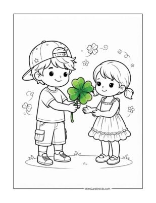 4 leaf clover coloring page free printable