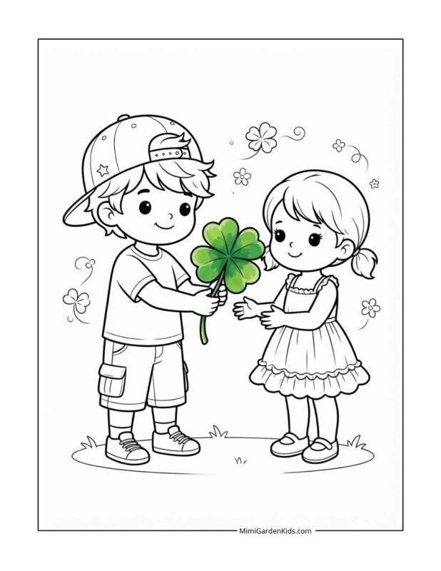 4 leaf clover coloring page free printable