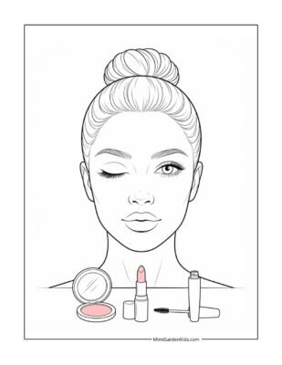blank makeup face coloring pages free