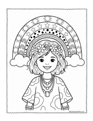 boho rainbow coloring page