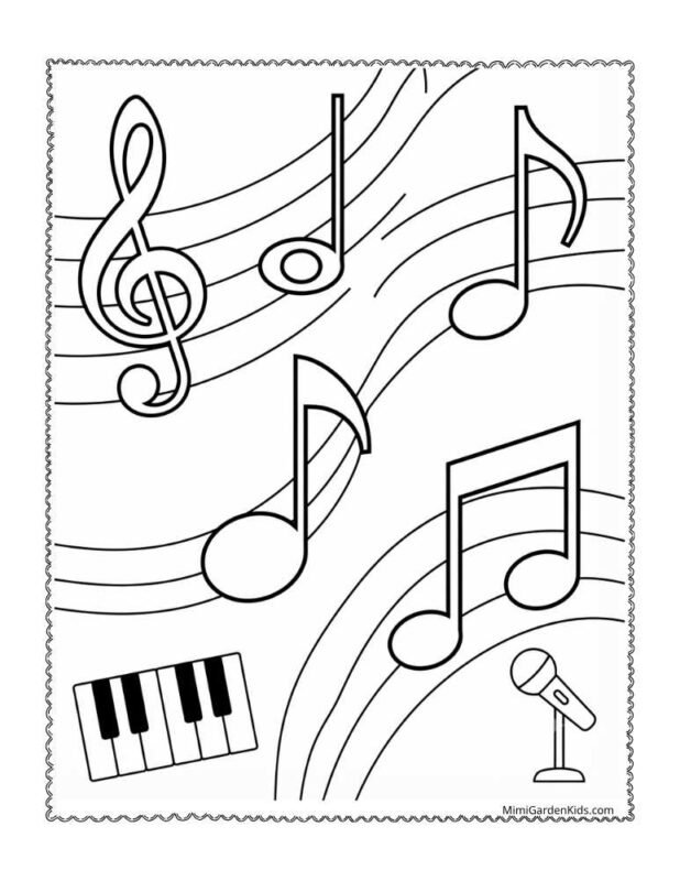 coloring pages of music notes