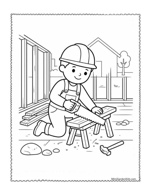 construction worker coloring page