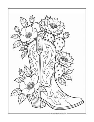 cowboy boot coloring page free printable and download
