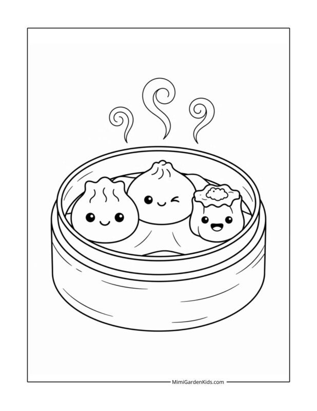 cute food coloring pages free - dimsum