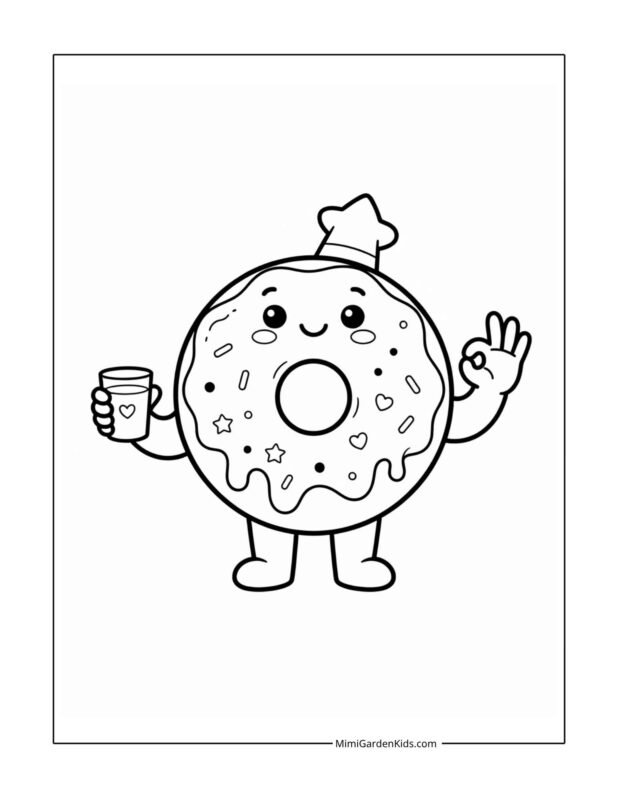 doughnut coloring page free printable