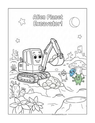 excavator color page free printable and download