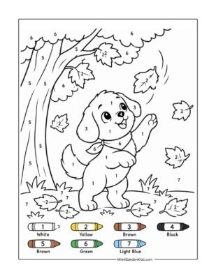 fall color by number coloring pages free printable